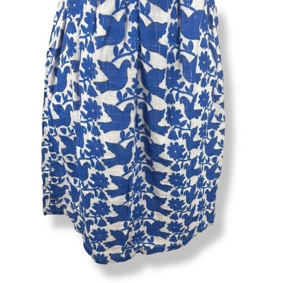 Old Navy Strapless Dress Womens Size 12 Bird Print Blue White Summer Cottagecore - Picture 11 of 12